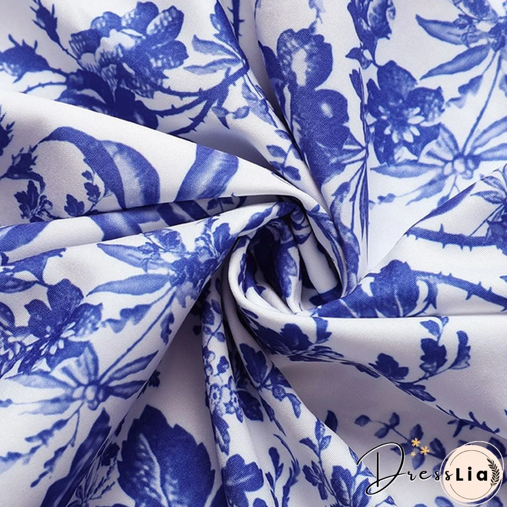 Womens A Line Skirts Summer Floral Printed Casual Loose High Waist Dress