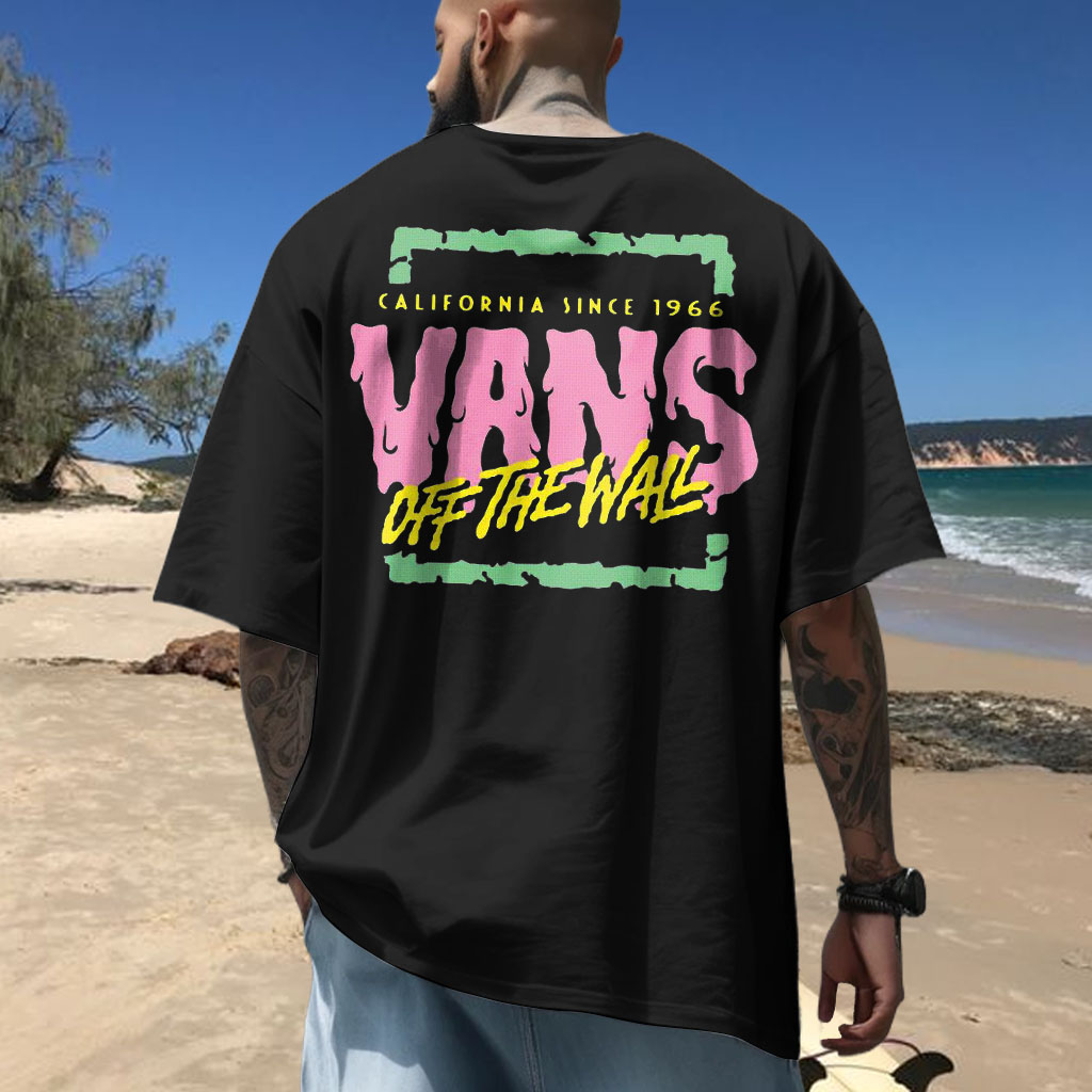 Unisex Vans Off The Wall Surf Beach Loose Short Sleeve Oversized T-Shirt / [blueesa] /