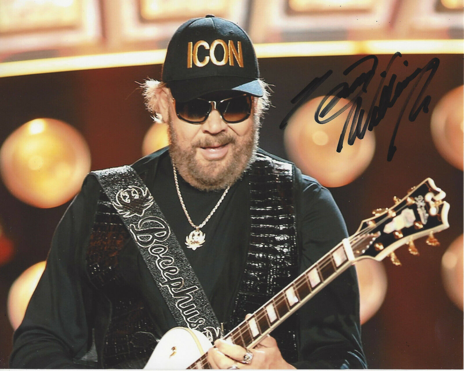 HANK WILLIAMS JR. COUNTRY SINGER SIGNED AUTHENTIC 8X10 Photo Poster painting w/COA A GUITARIST