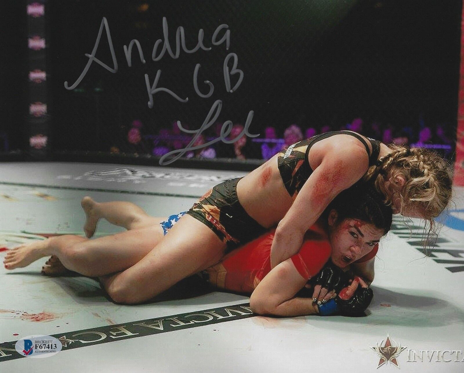 Andrea KGB Lee Signed UFC 8x10 Photo Poster painting BAS COA Auto Invicta FC 14 Rachael Ostovich