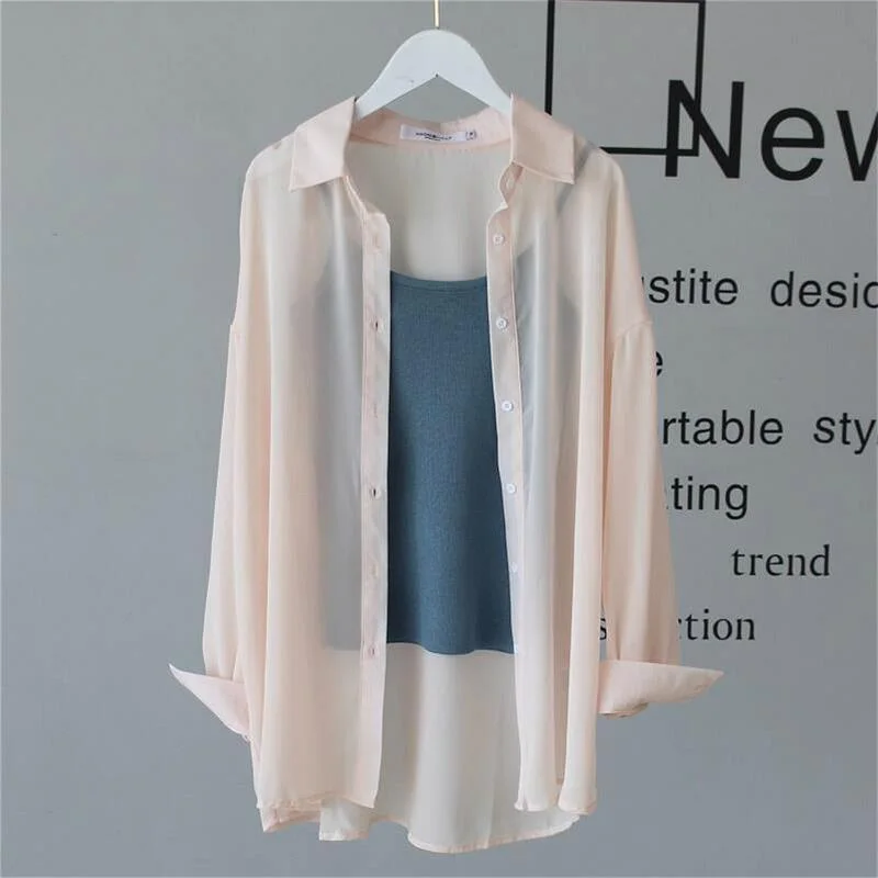 Uveng Uveng Chiffon Sun T-Shirt Women's Spring And Summer Breathable Long-Sleeved Shirt Shades Pure Color Thin Shirt Coat