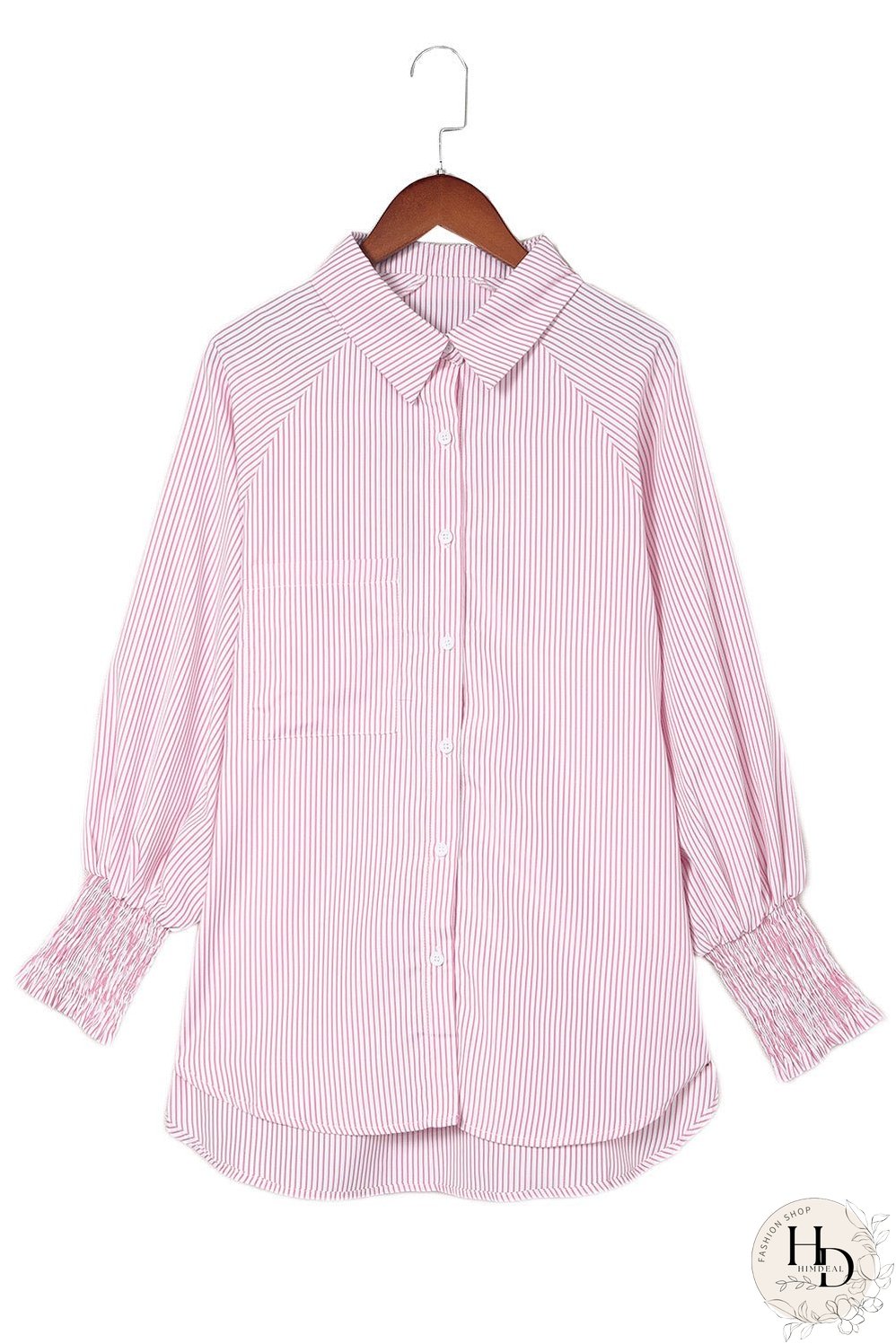 Simple Solid Lapel Button Long Sleeve Blouses