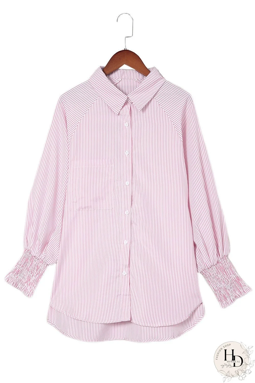 Simple Solid Lapel Button Long Sleeve Blouses