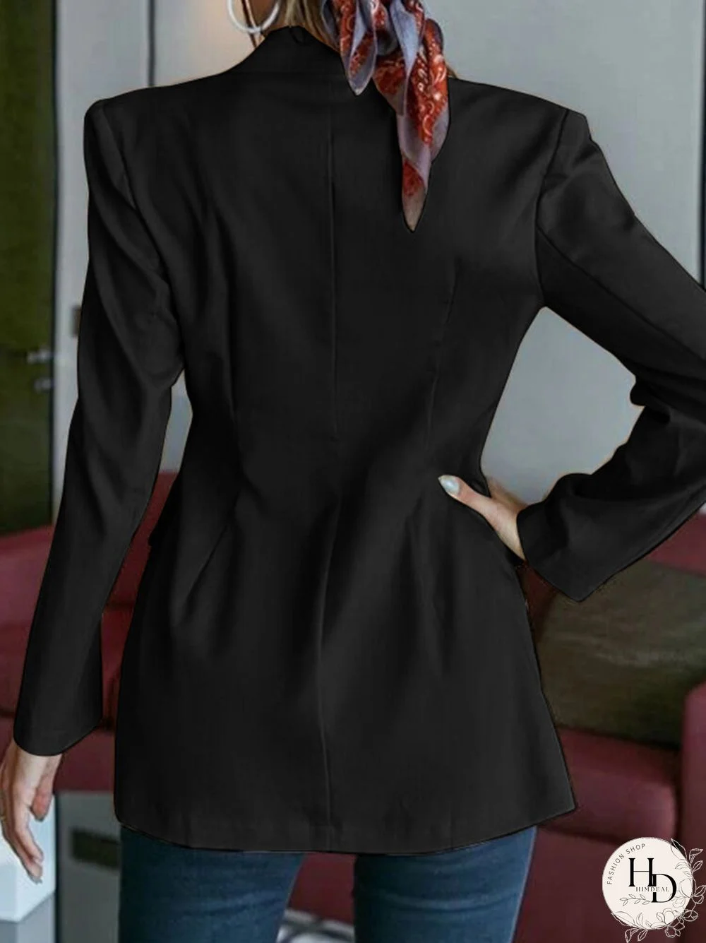 Asymmetrical Solid Long Sleeve Lapel Casual Women Blazer