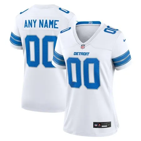 Women's Detroit Lions   White Custom Game Jersey