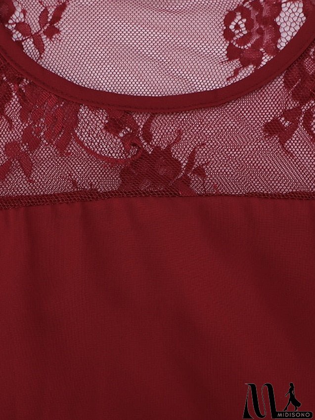 Women's Plus Size Party Dress Solid Color Crew Neck Lace 3/4 Length Sleeve Spring Summer Casual Prom Dress Midi Dress Party Work Dress / Lace Dress / Homecoming Dress