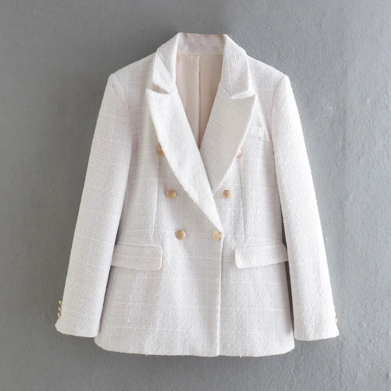 Zingj Women's Textured Double Breasted Blazer New 2025 Autumn / Winter Fashion Casual Top