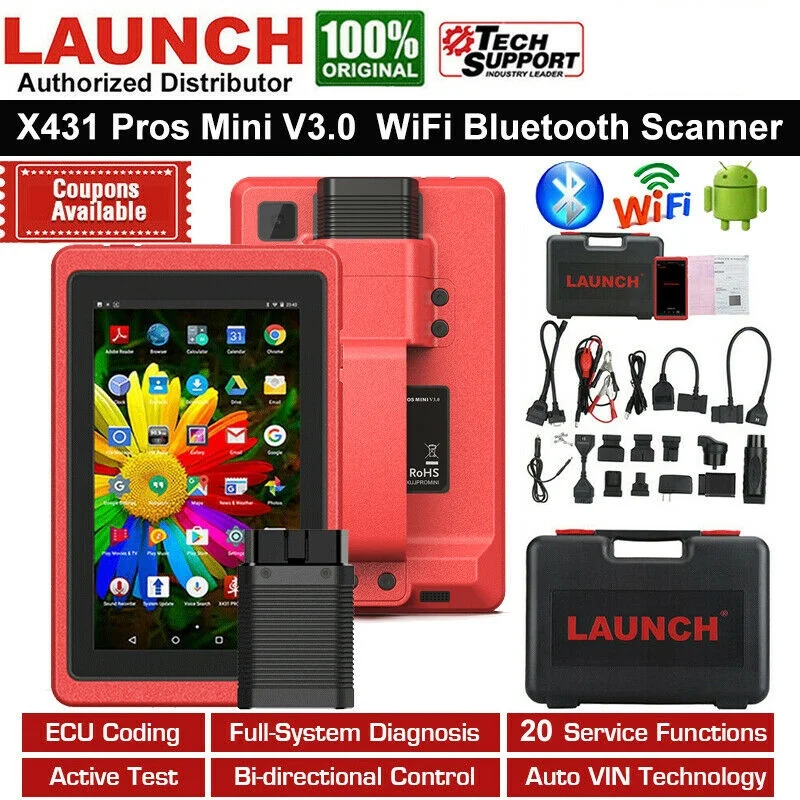 Original Launch X431 Pro Mini Bi-Directional Full System Diagnostic Tool  with 2 Year Free Update Online 