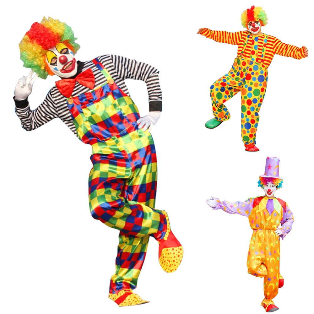 Circus Clown Performance Show Costume Set Adult Halloween Party Wear-Pajamasbuy
