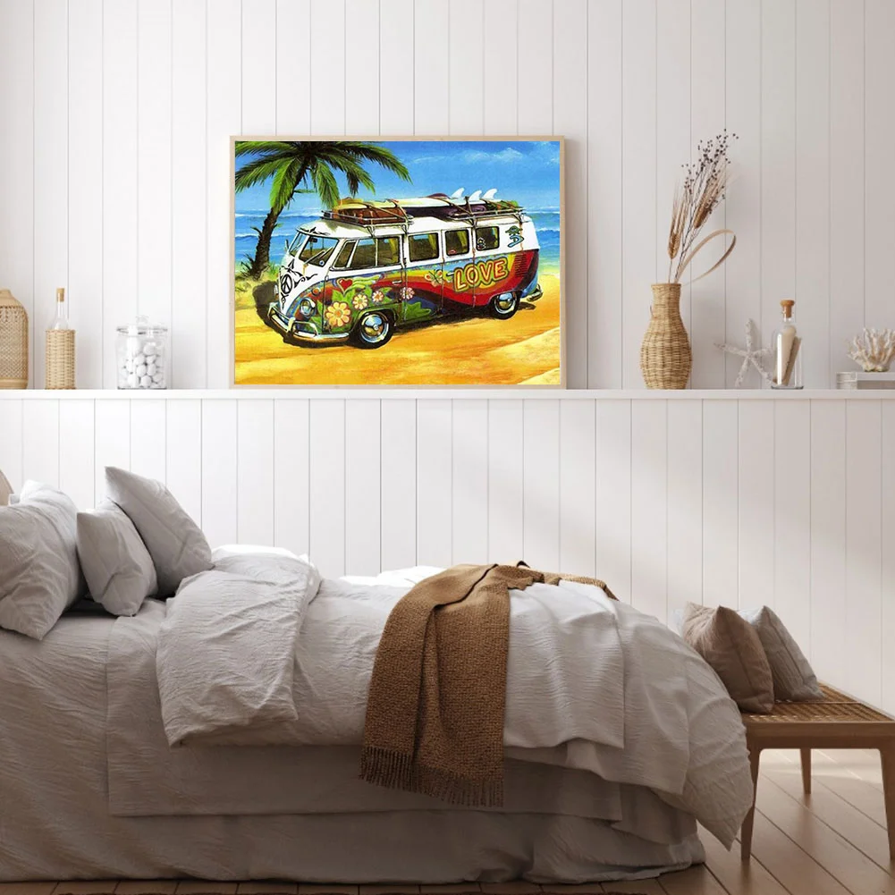 Beach Bus DIY Diamond Painting Kits Full Round Drill Home Wall Decor