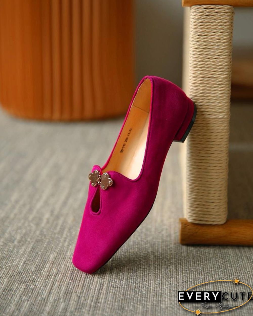 Suede Square Toes Loafers Slip-on