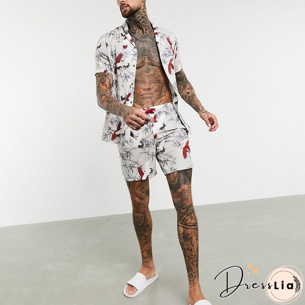 Mens Fashion Casual Printing Suit