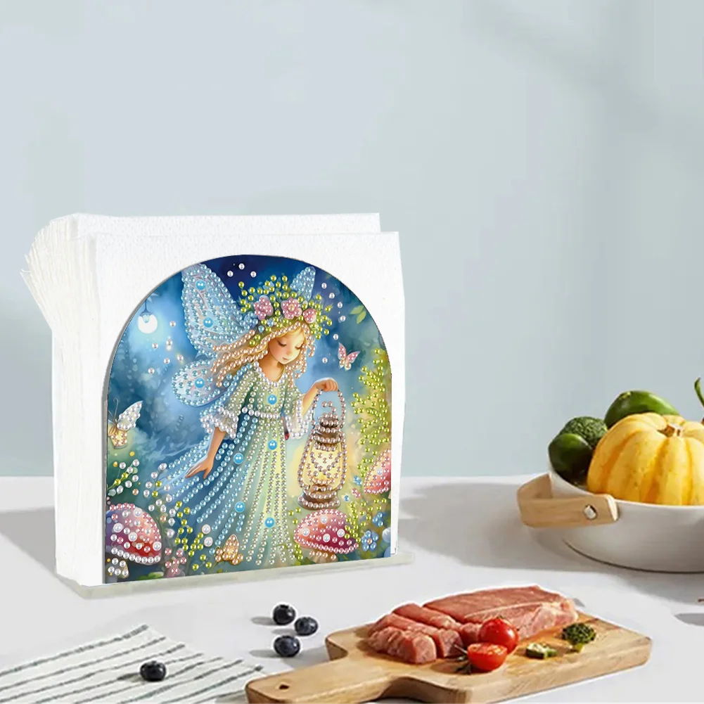 DIY Fairy Acrylic Diamond Painting Napkin Rack Diamond Art Paper Towel Holder
