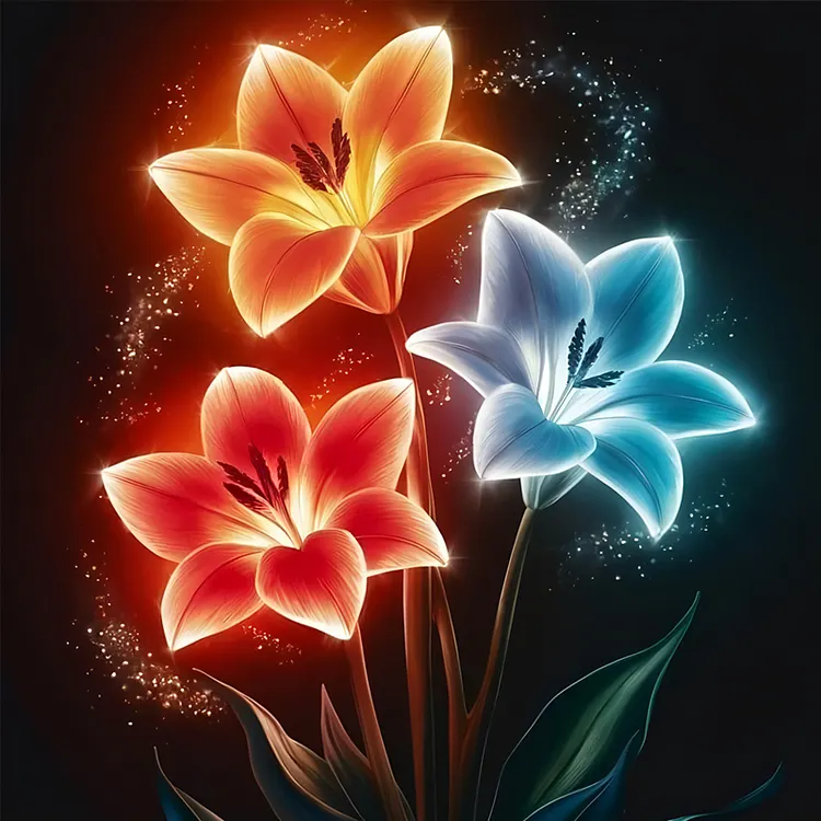 Neon Lily 40*40cm(canvas) Full Round Drill Diamond Painting(With Gift Box) gbfke