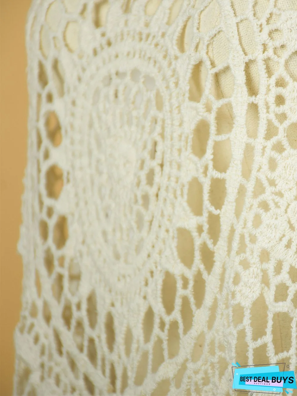 Lace Cut-Out Blouse Short Sleeved Sunscreen Beach Bikini White Dresses