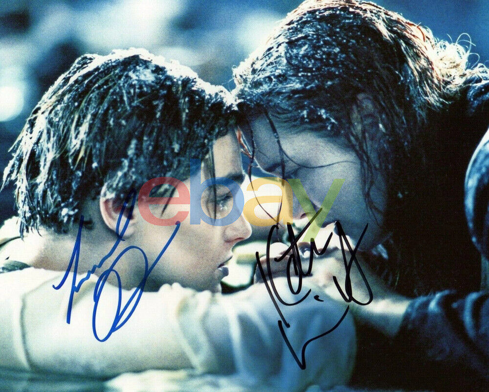 Kate Winslet & Leonardo DiCaprio signed 8 x 10 Photo Poster painting reprint