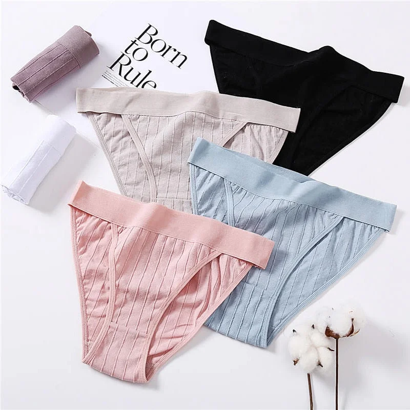 3PCS Women Cotton Panties Sexy Low Waist Underwear Panties Female Lingerie Underpants Hollow Heart Embossed Briefs Solid Color