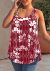 Plus Size Floral Print Wide Strap Curved Hem Casual Tank Top