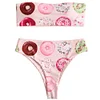 ZAFUL 2019 New Bikinis Women Donut Print Bandeau  Bandeau Collar High Cut Swimsuit Swimwear Bathing Suit Bikini set Biquini