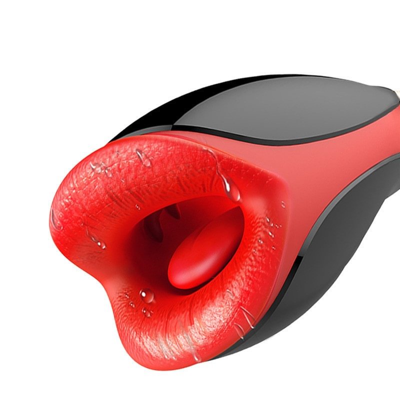 Flaming Red Lips Heating Male Oral Masturbation Cup 