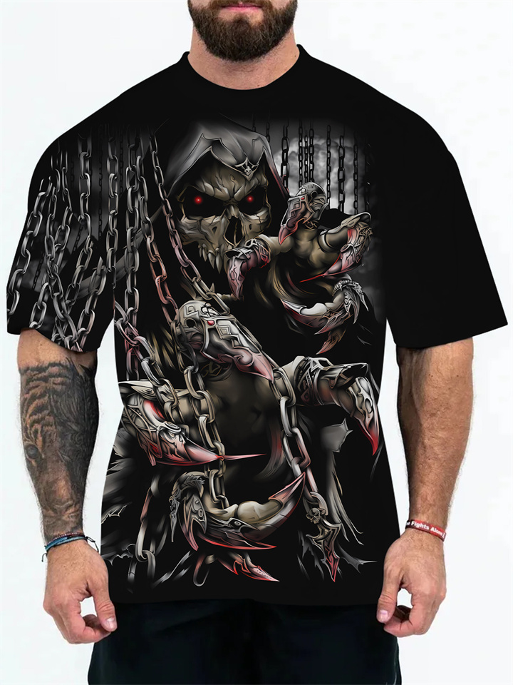 New 3D Digital Printing Europe and The United States Men's T-shirt Animal Character Pattern Round Neck T-shirt