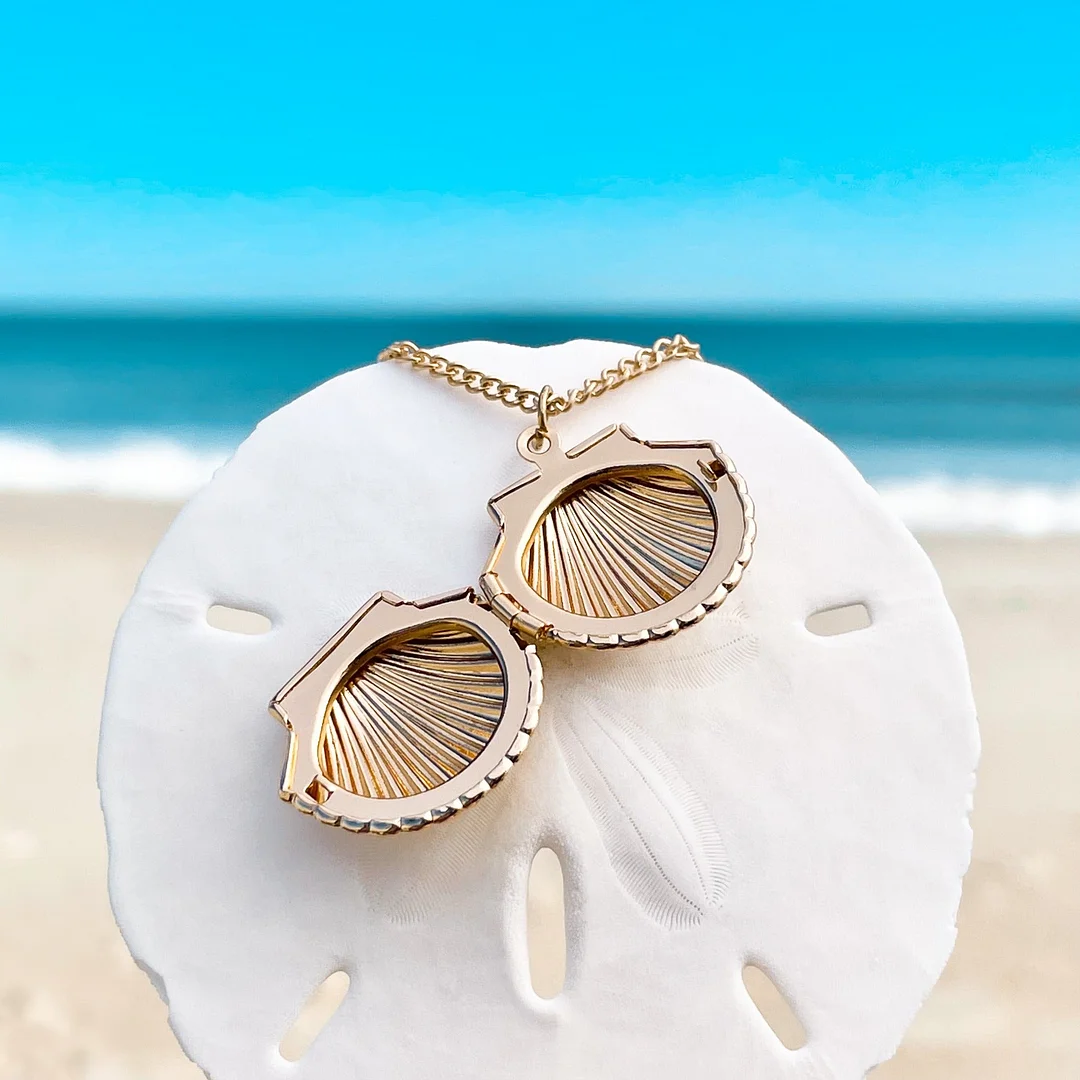 Fan Shell Locket Necklace