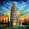 (Multi-Style)Landmark Building-11CT Stamped Cross Stitch 50*50cm(glass painting cross stitch)