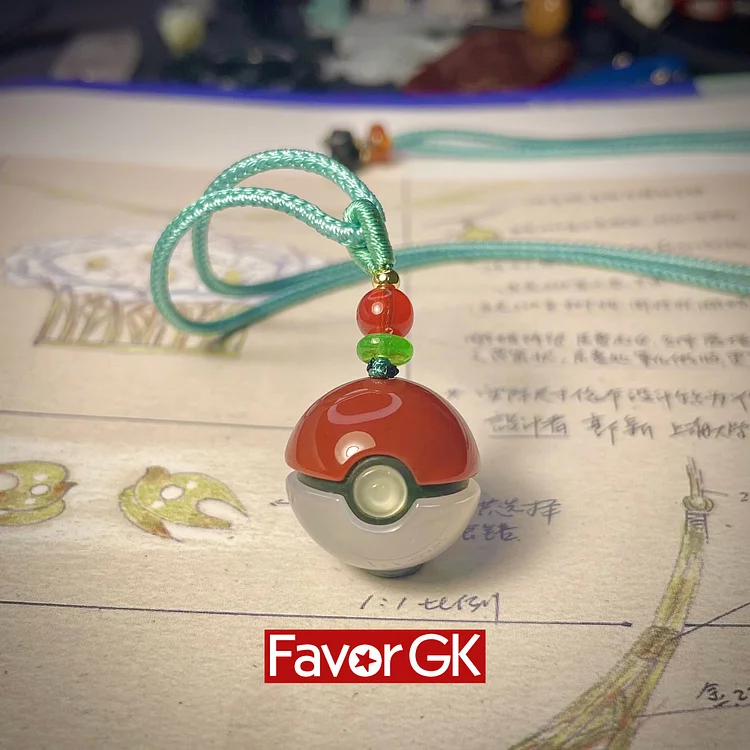 Natural Agate Poke Ball - Pokemon Jewelry - CG Studios [Pre-Order]-shopify