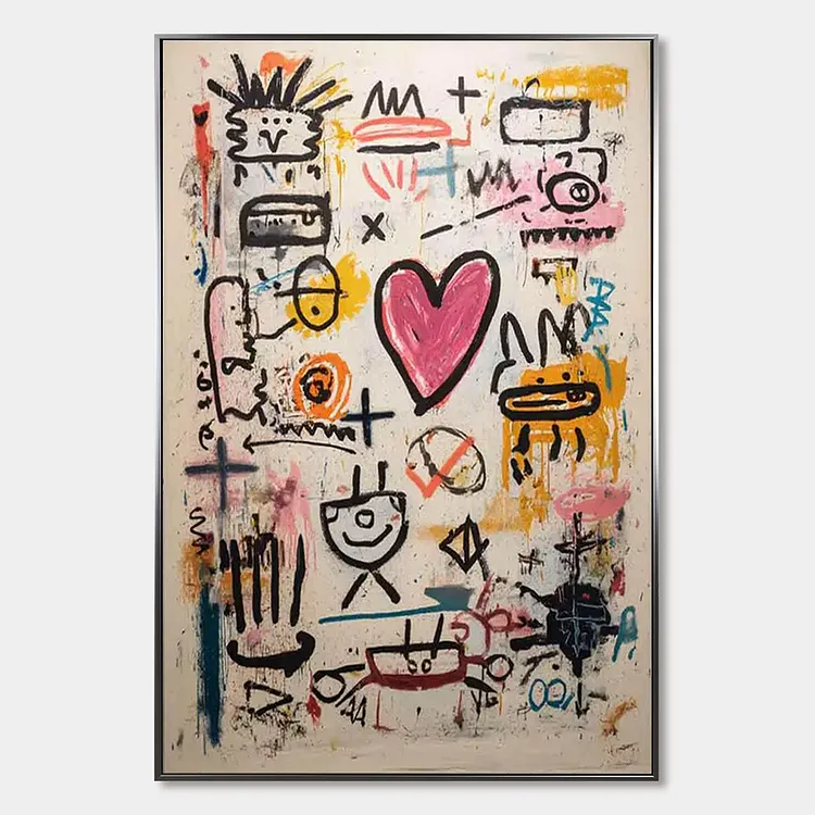 URBAN HEARTBEAT: Graffiti-Style Abstract Oil Painting（Canvas painting）