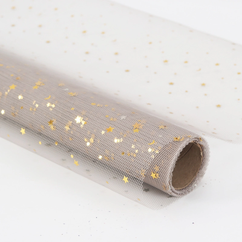 Hot Stamping Star Moon Gauze Flower Packaging Materials Florist Supplies Valentine’s Day Floral Bouquet Packaging Mesh