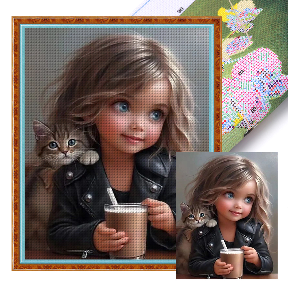 Frizzy Girl 11CT Stamped Cross Stitch 40*50cm