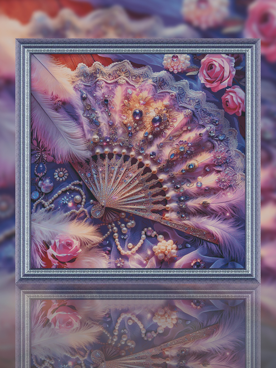 【Fairy Brand】Neon Purple Feather Fan Full 14CT Pre-stamped Canvas(120*120cm) 167 Colors Egyptian Cotton Cross Stitch