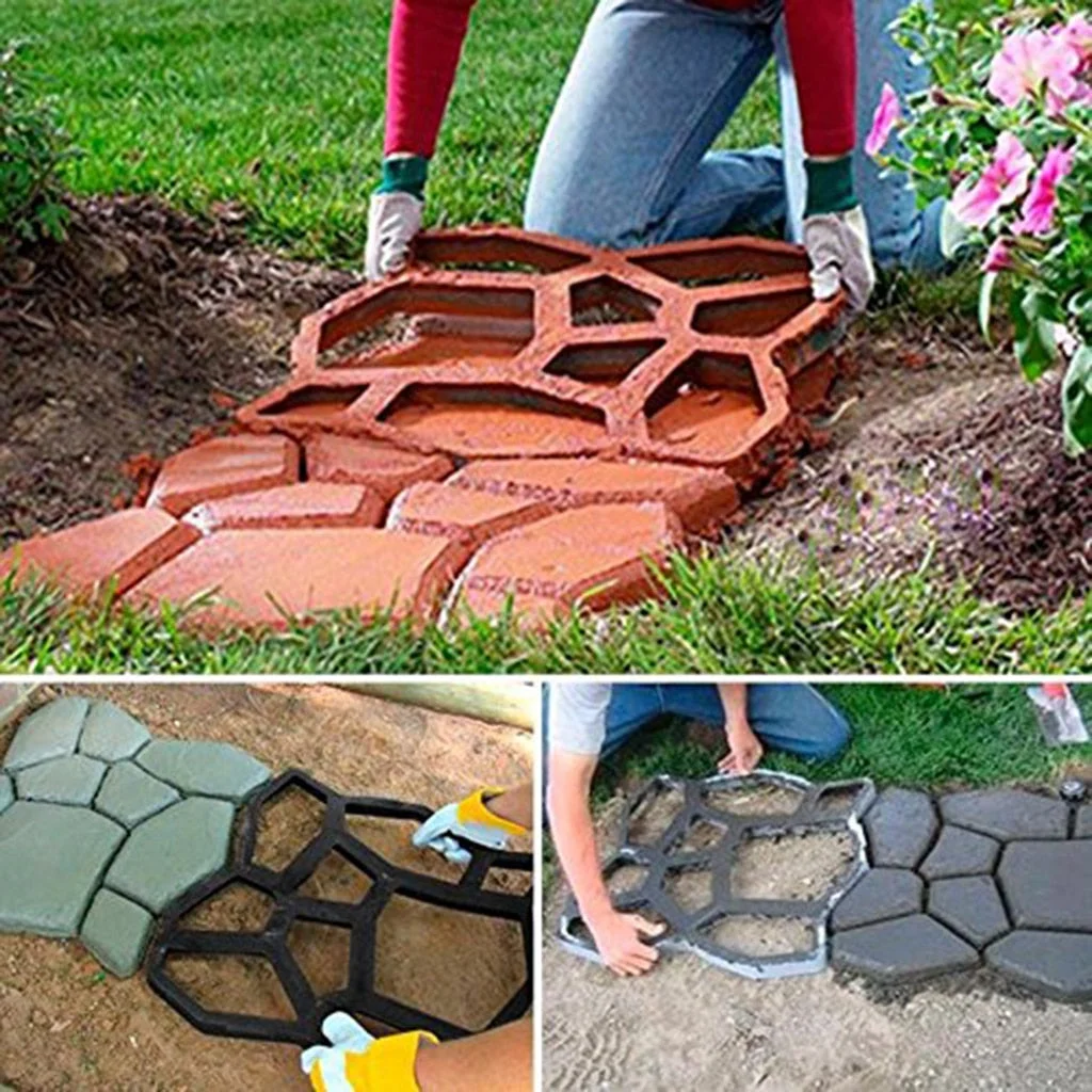 35X35X3.6CM Garden Path Maker Mold DIY Plastic Floor Paving Mould Cement Brick Concrete Molds Home Garden Stone Road Decoration 924
