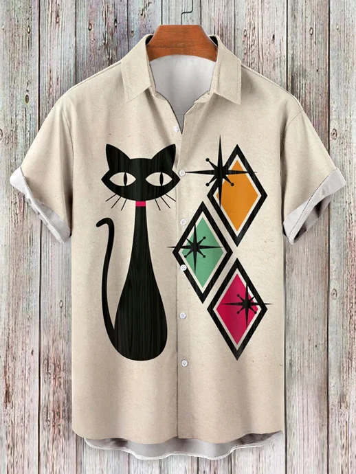 Men's Abstract Art Cartoon Print Short Sleeve Shirt