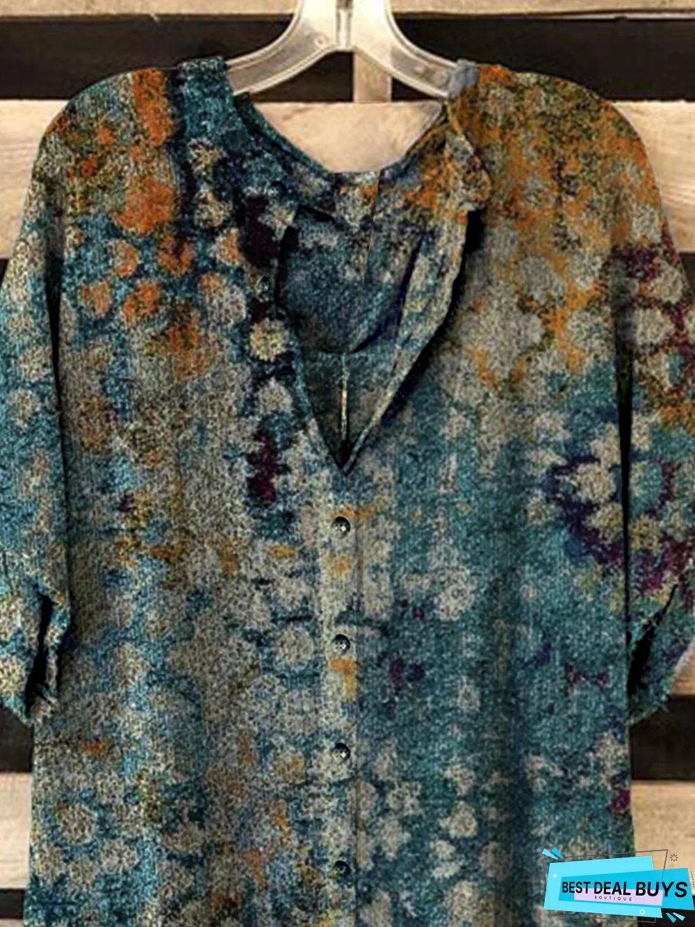 Polyester Fibre V Neck Boho Tunic Blouse