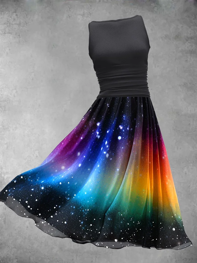 Women's Rainbow Starry Gradient Art Design Dress