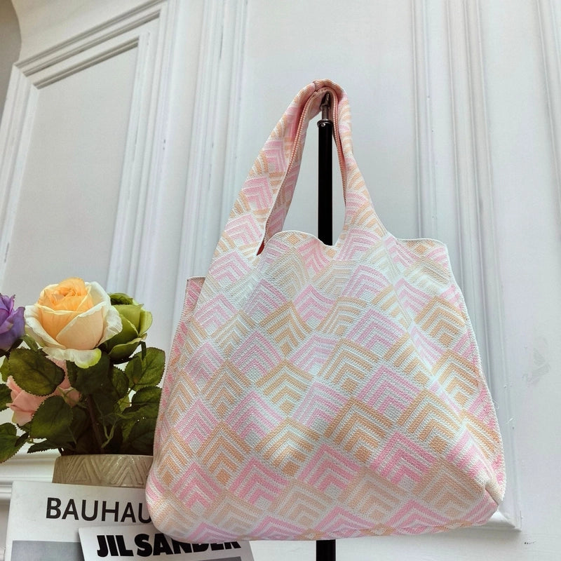 Women’s Large Polyester Letter Color Block Streetwear Square Open Shoulder Bag