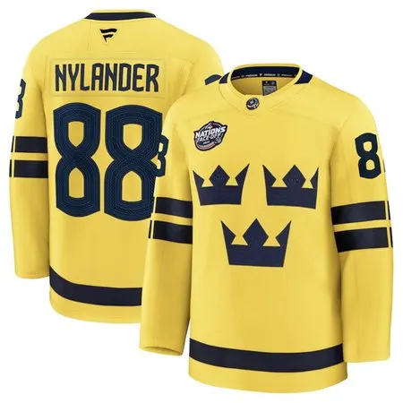 Youth Sweden #88 William Nylander Yellow 2025 4 Nations Face-Off Premium Jersey