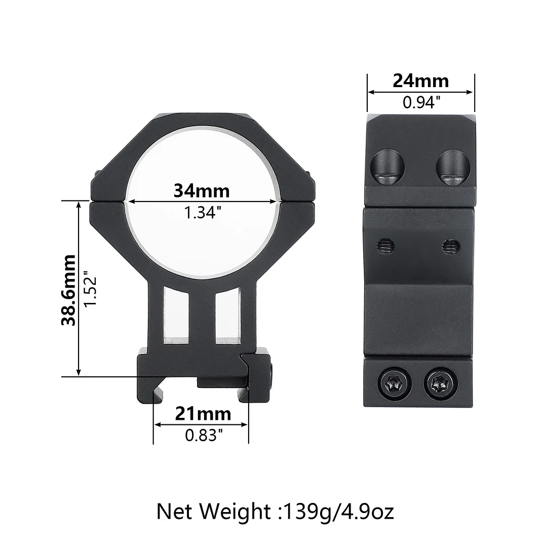 ohhunt® 34mm 30mm 25.4mm Diameter Scope Rings High Profile Standard 20mm Hunting Scope Mounts