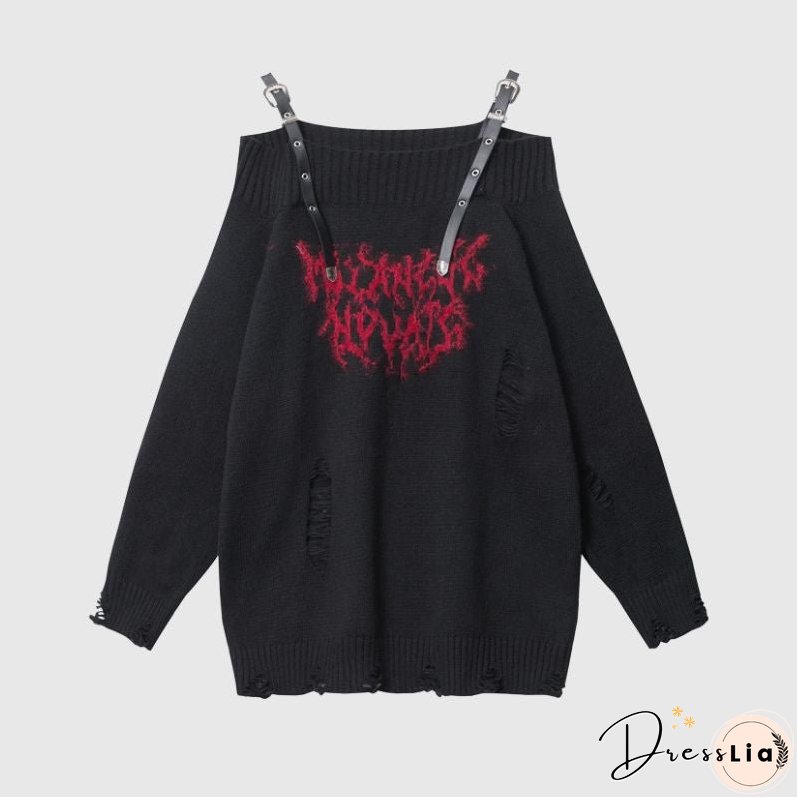 One-Shoulder Lazy Style Loose Sweater