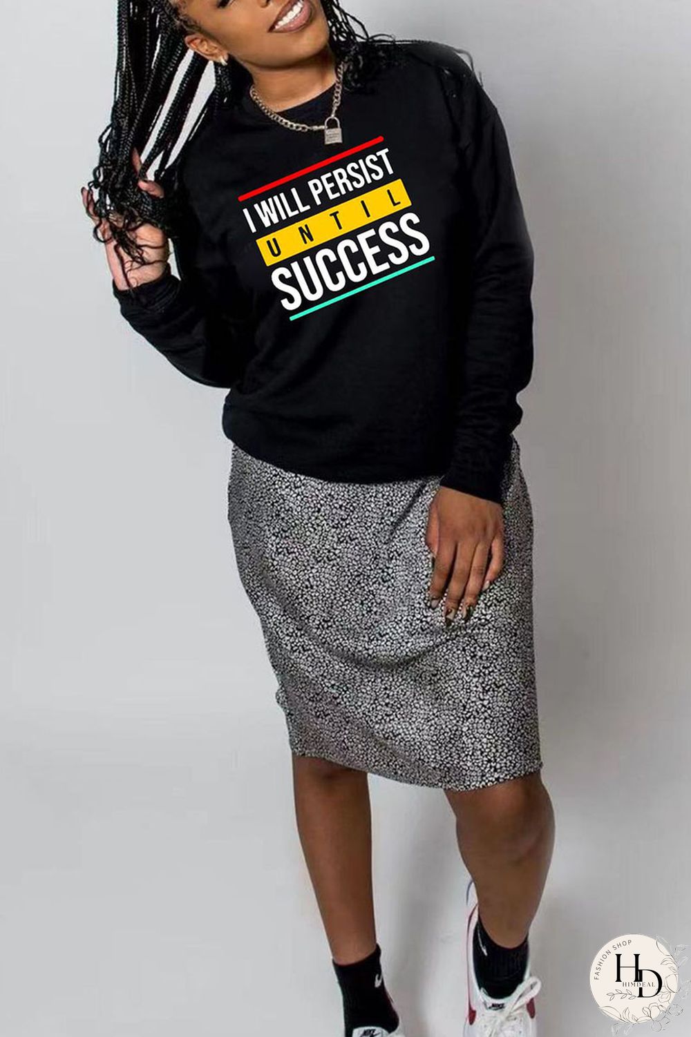 Black Casual Print Patchwork O Neck Tops