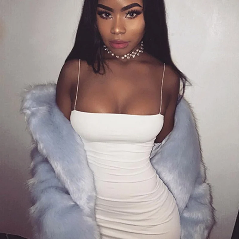 CDJLFH Summer Black Elegant Dress Office Lady Sleeveless Casual Dress Spaghetti Strap Tight See Through Dress Mini Dress