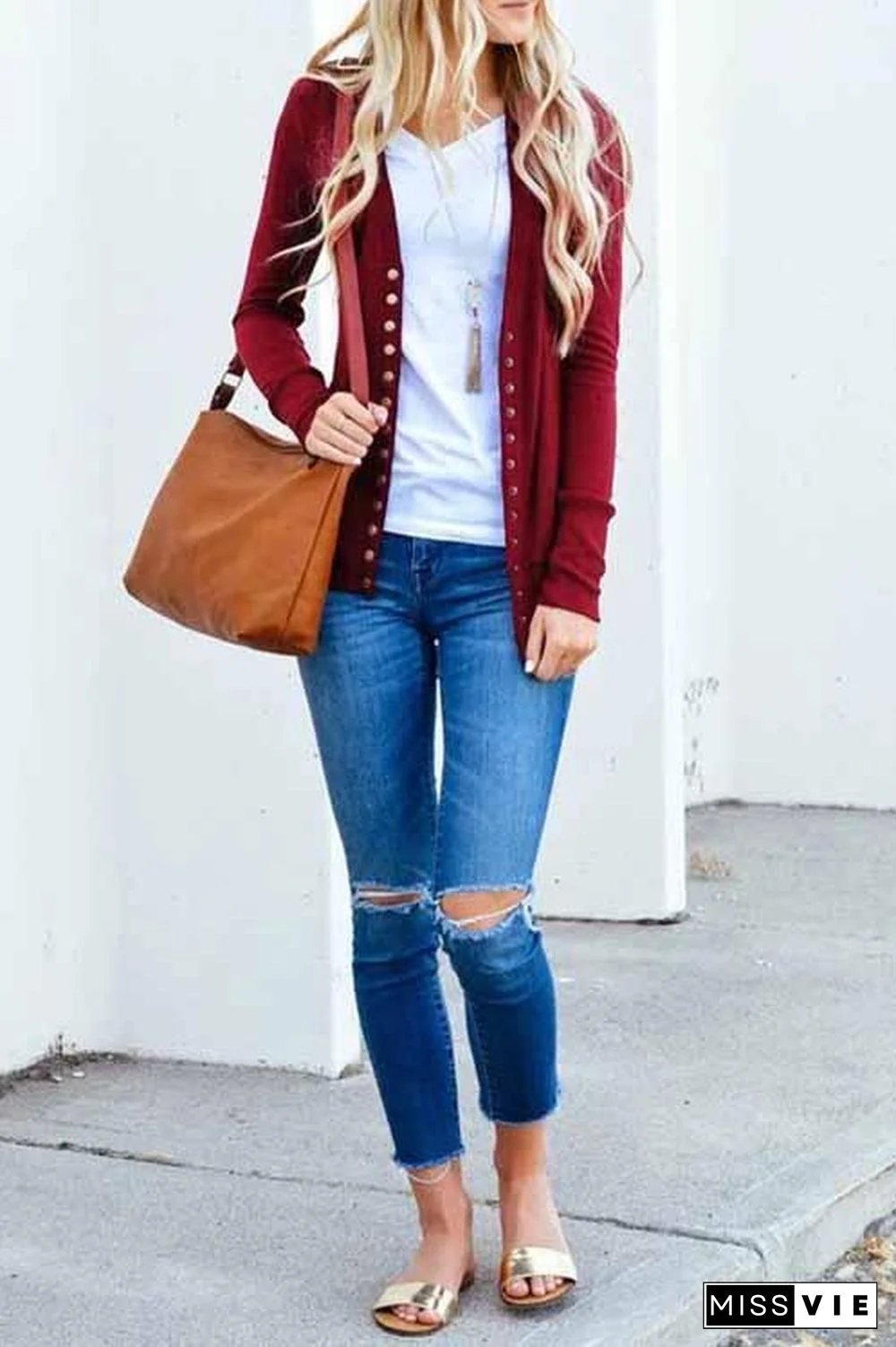 Long Sleeves Buttons Design Cardigan Tops(7 Colors)