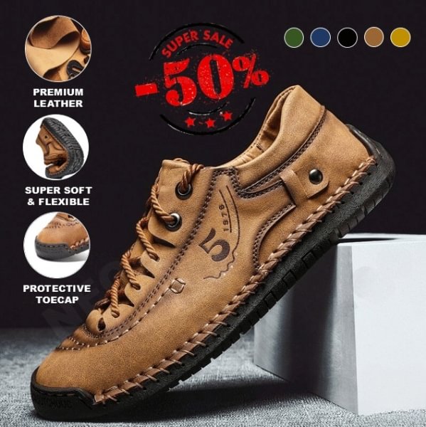 Vintage Leather Hand-stitching Casual Shoes With Supportive Soles