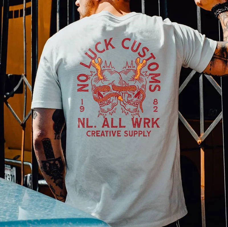 No luck customs snake skull designer t-shirt -  