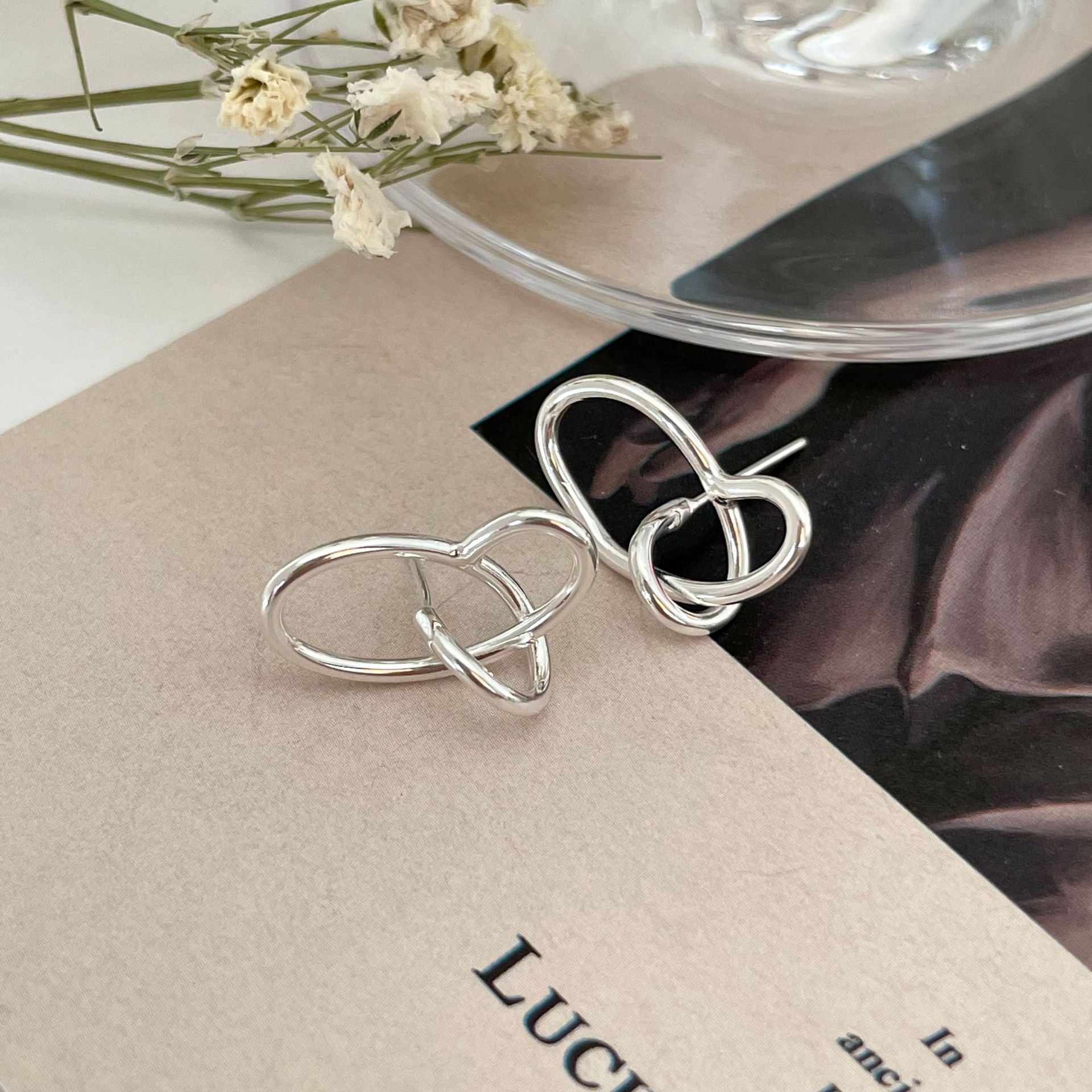 925 Sterling Silver Versatile Cross Text Letter Number Silver Electroplating Stud Earrings