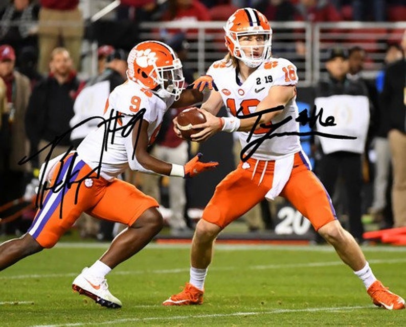 Trevor Lawrence Travis Etienne Signed Photo Poster painting 8X10 rp Autographed Clemson Tigers Football