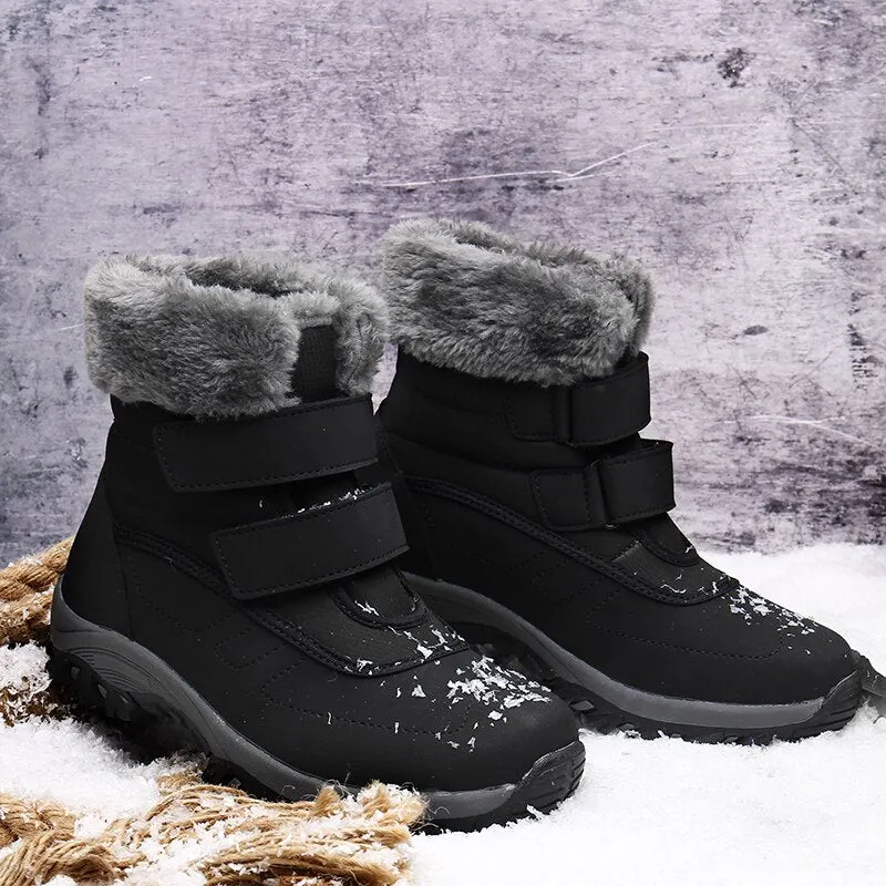 Nine o'clock Winter Woman's Stylish Snow Boots High-top Warm Lined Anti-skid Shoes Outside Casual Slip-on Black Gray Footwear