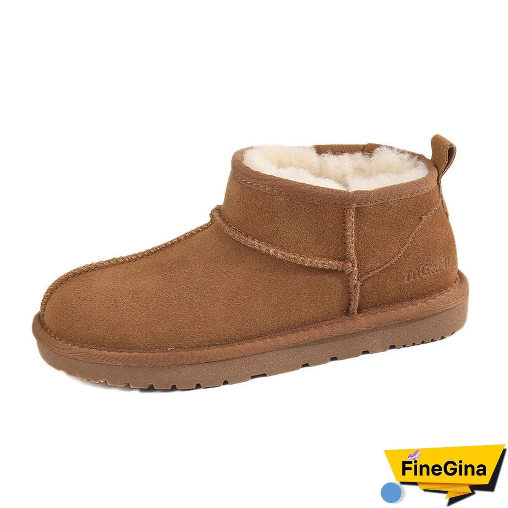 Vintage Artificial Short Plush Flats Boots Shoes