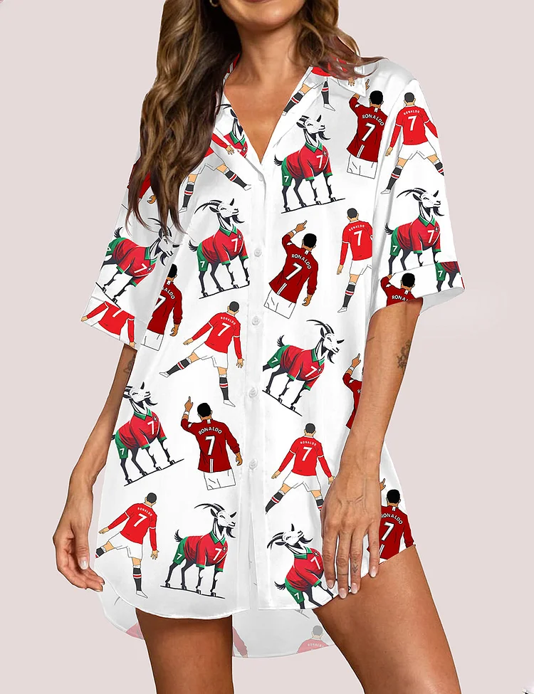 Women's Ronaldo Real Madrid Goat Football Pajama Dress